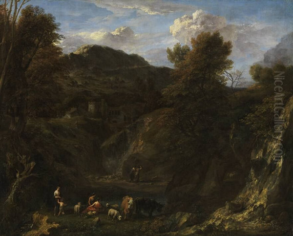 Landschaft mit Hirten und Herde - view 1