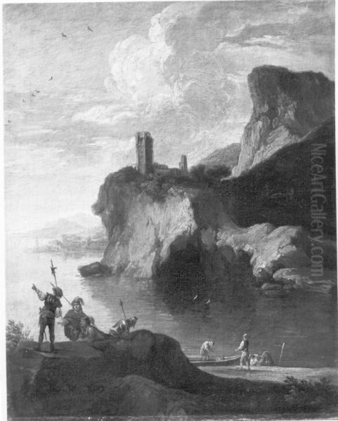 Meeresbucht mit Burgruine - view 1