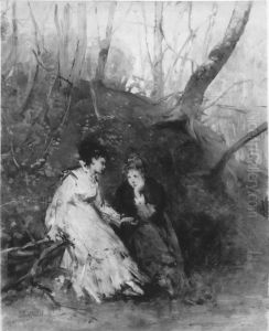 Zwei junge Frauen im Wald Zwei junge Frauen im Wald