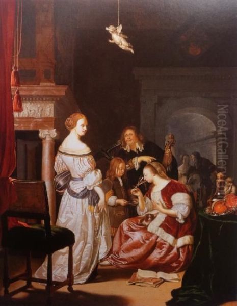 An Elegant Company in an Interior - view 1