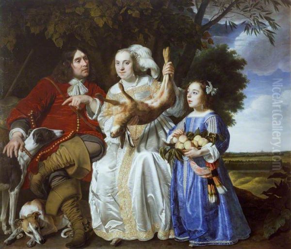Family Portrait of Jochem van Aras with His Wife and Daughter - view 1