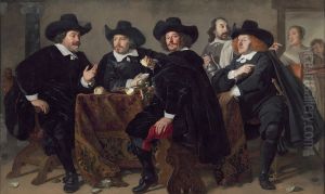 Four aldermen of the Kloveniersdoelen in Amsterdam, 1655. by Bartholomeus Van Der Helst