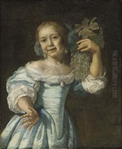 Portrait of Girl with a Bunch of Grapes by Bartholomeus Van Der Helst