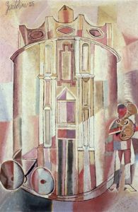 Cattedrale con suonatore di tromba Cattedrale con suonatore di tromba