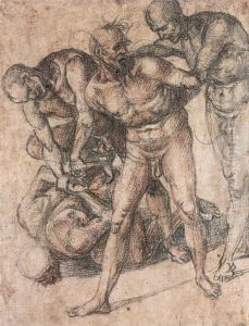 Studie zu vier nackten Mannern by Luca Signorelli