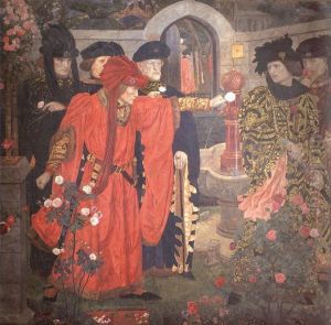 Plucking the Red and White Roses in the Old Temple Gardens by unknown