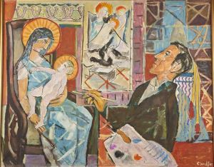 Self Portrait With Mother And Child by Oliver Newberry Chaffee