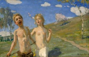 Jubilant children by Janis Rozentals
