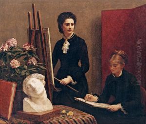 La lecon de dessin dans l'atelier by Henri Fantin-Latour