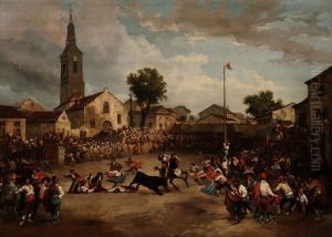 Bullfight and greasy pole by Lucas Velazquez