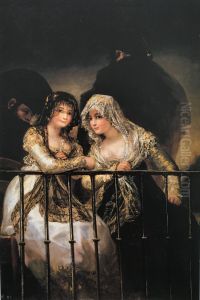 Majas on Balcony by Francisco Goya Fuendetodos