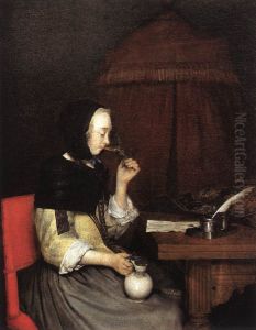 Woman Drinking Wine by Gerard Ter Borch