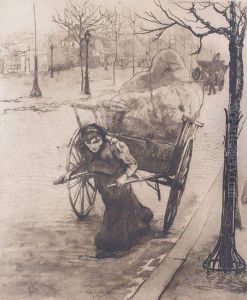 Femme Tirant Une Charrette by Edgar Chahine