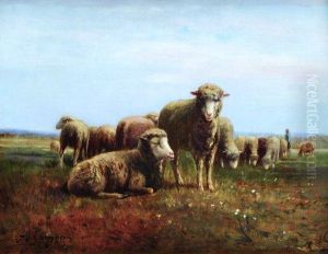 Le Repos Du Troupeau A Barbizon by Jean-Ferdinand Chaigneau