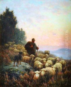 Moutons Pres De La Mare A Chailly by Paul Chaigneau