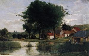 Ferme pres d'un etang, ou Paysage d'automne by Paul Gauguin