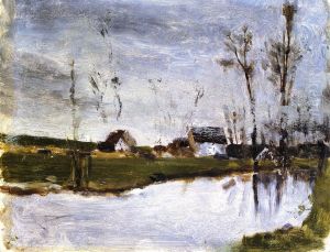 Houses near the Waterby Paul Gauguin, Paris or possibly Saint-Cloud by Paul Gauguin