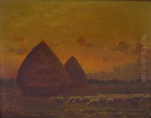  Soleil Couchant A Barbizon  by Paul Chaigneau