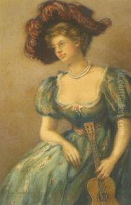 Young Woman with Violin and Hat