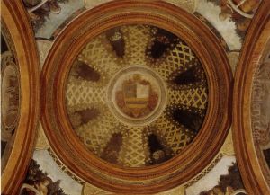 Mural painting of the funeral chapel of Andrea Mantegna by Antonio da Correggio