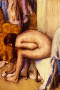 Woman wiping her left foot