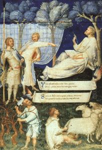 Allegoria VirgilianaItaliano:Simone Martini, Frontespizio per il codice diVirgilio(1340) allaBiblioteca Ambrosianadi Milano, con "Allegoria virgiliana". Miniatura su pergamena. From it.wiki 1340. by Simone Martini
