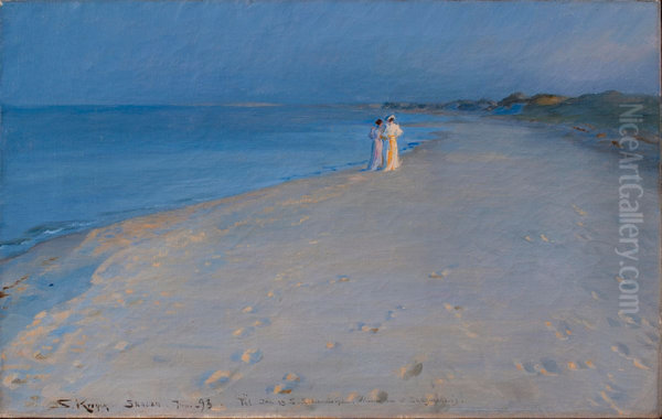 Sommeraften pa Skagens Sonderstrand. Anna Ancher og Marie - view 1