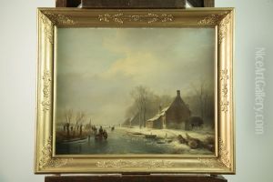 Winterlandschap by Andreas Schelfhout