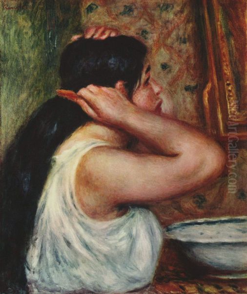 Frau beim Haarkammen - view 1