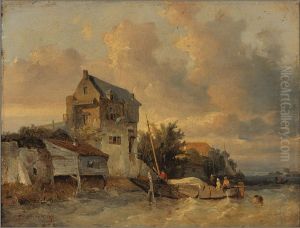 Landschap met vaart by Solomon Leonard Verveer