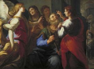 Tobias geneest de blindheid van zijn vader by Francesco Trevisani
