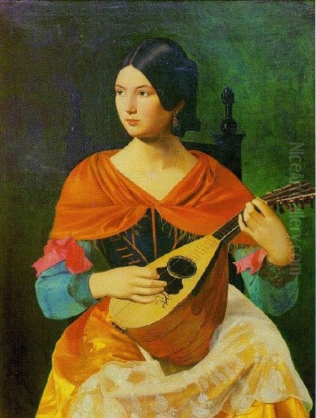 Roman woman playing a mandolin - view 1