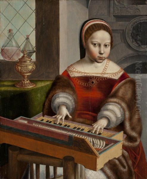 Young Woman Playing a Clavichord - view 1