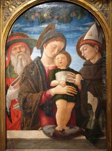 The Virgin and Child with Saints Jerome and Louis of Toulouse by Andrea Mantegna