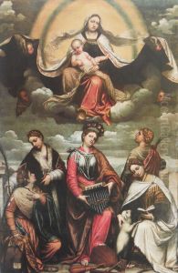 Madonna and child in glory with female saints by Alessandro Bonvicino (Moretto da Brescia)