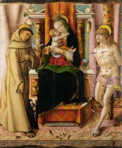 The Virgin and Child with Saints Francis and Sebastian by Carlo Crivelli