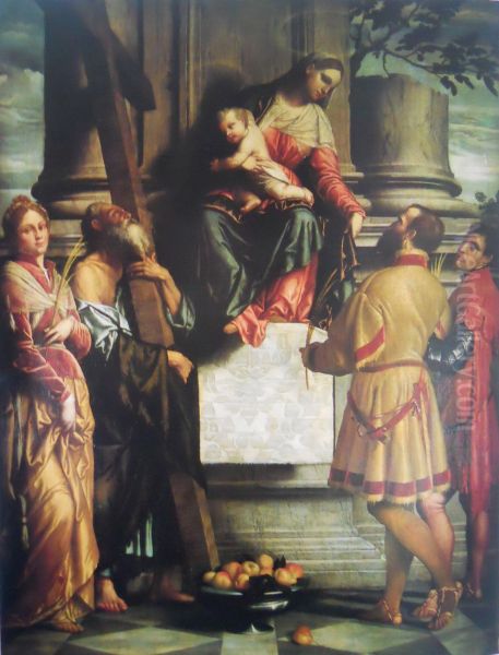 Madonna enthroned with child with saints - view 1