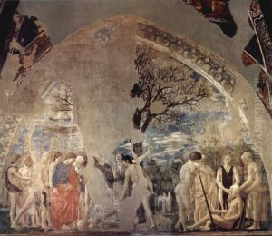 Freskenzyklus der "Legende vom Heiligen Kreuz" im Chor vonSan Francesco in Arezzo. Szene: Tod und Bestattung Adams.