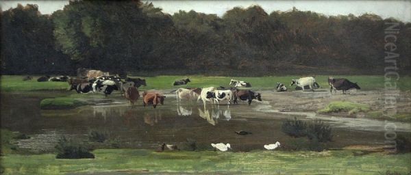 "Kuhe an der Tranke" - view 1