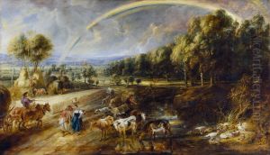 Landscape with rainbow by (studio of) Rubens, Peter Paul