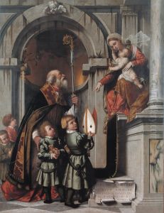 St Nicholas of Bari presents the Rovelli students to Madonna and Child