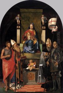 Virgin and Child Enthroned with Saints by Giovanni Agostino Da Lodi