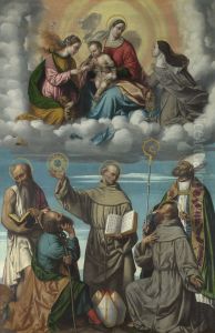 The Virgin and Child with Saint Bernardino and Other Saints by Alessandro Bonvicino (Moretto da Brescia)