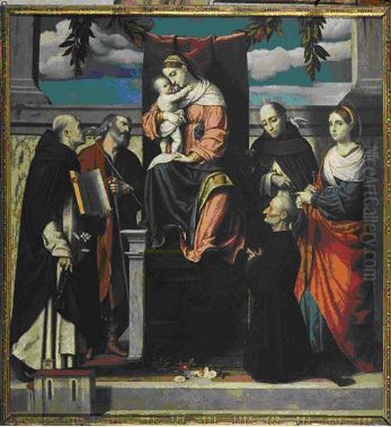 Madonna enthroned with child with saints - view 1