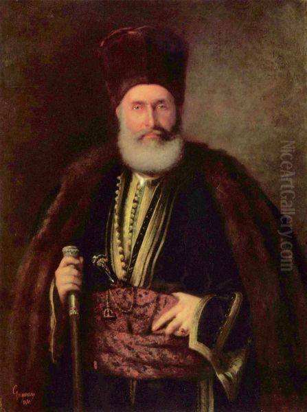 Portretul marelui ban Nasturel Herescu, ulei pe panza, 114x90cm, semnat si datat stanga jos cu rosu:Grigorescu 1870- Muzeul National de Arta al Romaniei - Bucuresti - view 1
