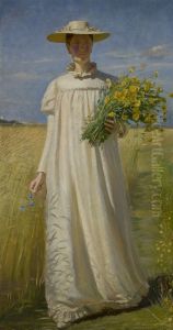 Anna Ancher returning from the fields by Michael Peter Ancher