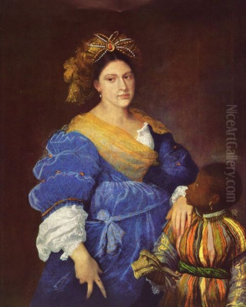 Portrait of Laura de' Dianti (c. 1500/5-1573) with a black page - view 1