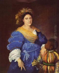 Portrait of Laura de' Dianti (c. 1500/5-1573) with a black page by Titian