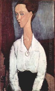 Portrat der Lunia Czechowska mit weisser Bluse by Amedeo Modigliani