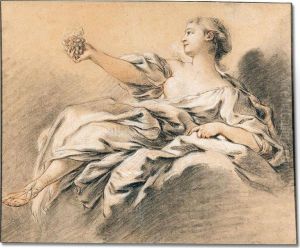 A Bacchante Seated In The Clouds, Holding A Bunch Of Grapes